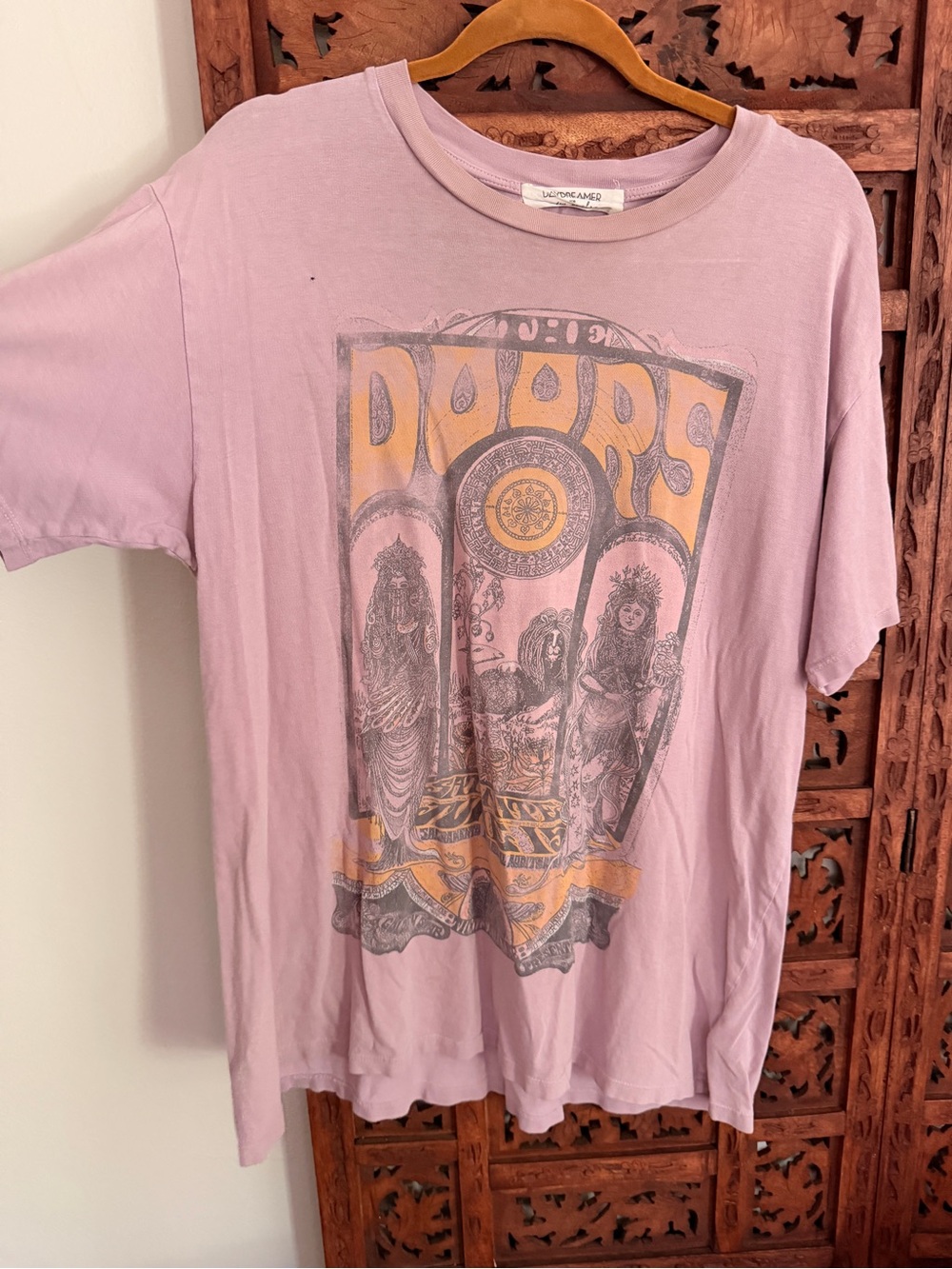 Daydreamer x Free People Lilac Graphic doors band Tee worn and Vtg oversized